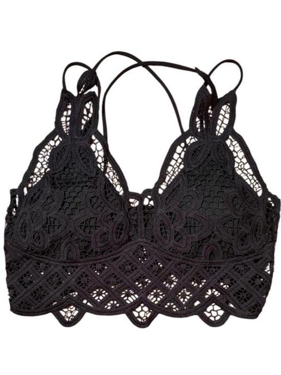 Other - Black Lace Crochet Bralette Strappy Boho Festival Fairycore Top
